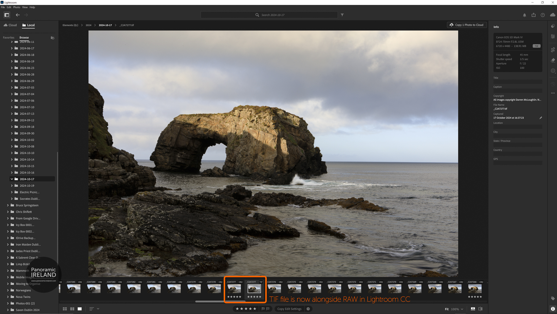 Adobe Lightroom - TIF in Filmstrip - Saved into Lightroom